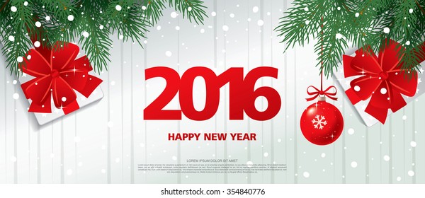 Christmas greeting card. 2016 Happy New Year. Vector illustration