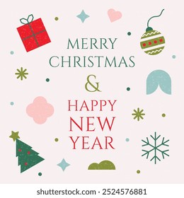 Christmas greeting card with abstract geometric background