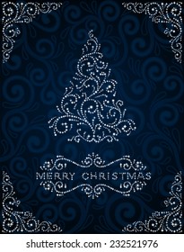 Christmas greeting card with abstract christmas tree made of stars, EPS 8