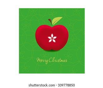 Christmas Greeting Card. Apple. Vector