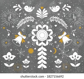 Christmas greeting card with background chalkboard.