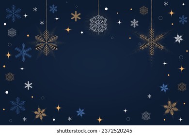 Christmas greeting card background. Design template of beautiful snowflakes in modern flat style. Christmas decorations. Vector. Vector illustration