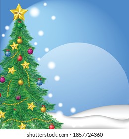 Christmas greeting card background with a pine cone with Christmas decorations