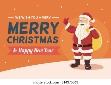 Christmas Greeting Card Background with Santa Claus Showing Thumbs Up Sign