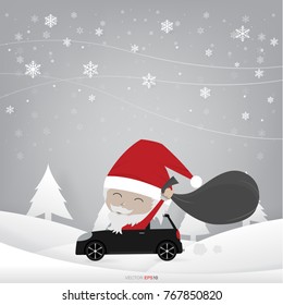 Christmas greeting card background of Santa Claus in winter elegant background. Abstract seasonal design element. Vector illustration.