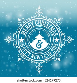 Christmas greeting card background. vintage ornament decoration with Merry Christmas holidays and Happy new year message. Vector illustration.
