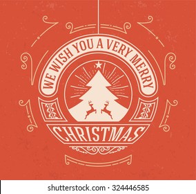 Christmas greeting card background. vintage ornament decoration with Merry Christmas holidays. Vector illustration.