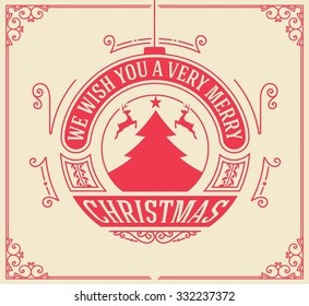Christmas greeting card background. vintage ornament decoration with Merry Christmas holidays. Vector illustration.
