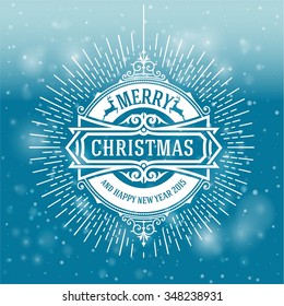 Christmas greeting card background. vintage ornament decoration with Merry Christmas holidays and Happy new year message. Vector illustration.