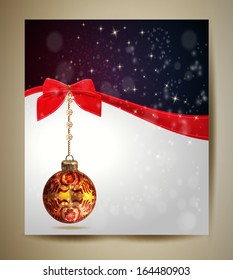 christmas greeting card with christmas ball