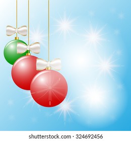 Christmas greeting card with christmas ball merry christmas and happy new year background