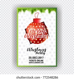 Christmas Greeting Card. Christmas card with Christmas ball. vec