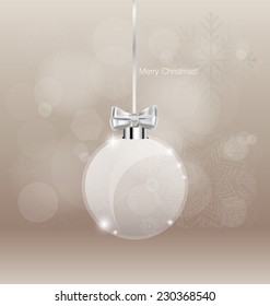 Christmas greeting card with Christmas ball, vector illustration.