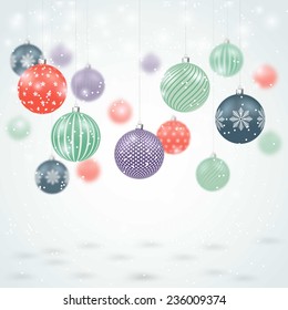 Christmas greeting card with balls. 
