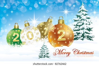 christmas greeting card with balls