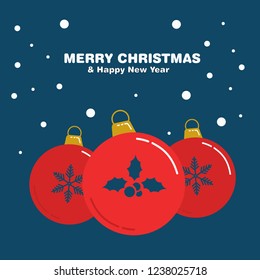Christmas greeting card balls elements vector  