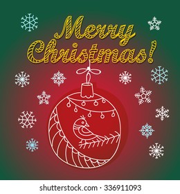 Christmas greeting card with bauble