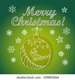 Christmas greeting card with bauble