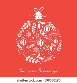 Christmas Greeting Card with Christmas Bauble design