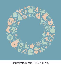 Christmas greeting card with beautiful decorations and copyspace. Vector.