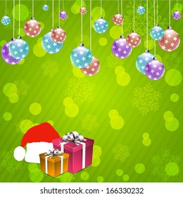 Christmas Greeting Card. Beautiful green card background. vector illustration
