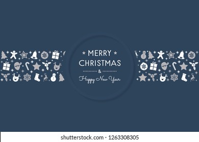 Christmas greeting card with beautiful ornaments. Vector.