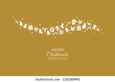 Christmas greeting card with beautiful ornaments. Vector.