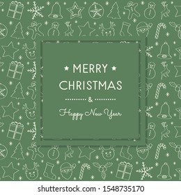 Christmas greeting card with beautiful ornaments. Vector.