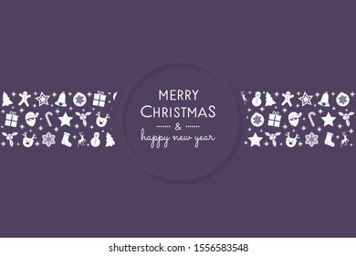 Christmas greeting card with beautiful ornaments. Vector.