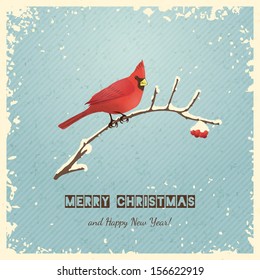 Christmas greeting card with bird. Vector illustration, eps 10.