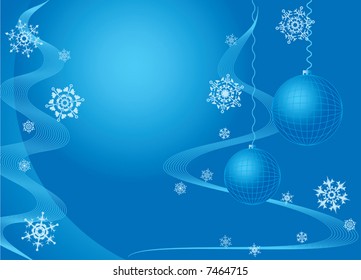 Christmas. Greeting card. Blue. A vector illustration.