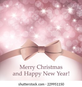 Christmas greeting card with bow