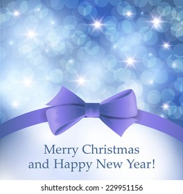 Christmas greeting card with bow