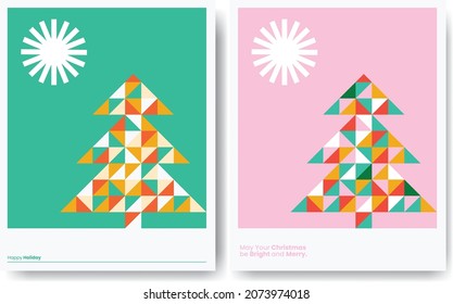 Christmas Greeting Card with British Christmas Trees