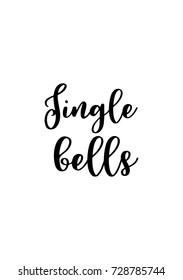 Christmas greeting card with brush calligraphy. Vector black with white background. Jingle bells.