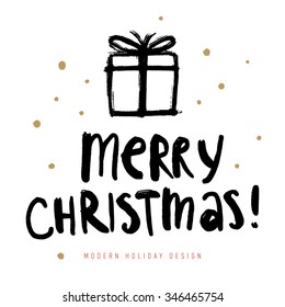 Tarjeta de felicitación navideña con elementos caligráficos. Diseño de mano y letra manuscrita. Ilustración vectorial de vacaciones para tarjetas de Navidad.