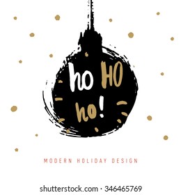 Christmas greeting card with calligraphy elements. Hand Drawn Design and Handwritten Lettering. Holiday Vector Illustration for Xmas Cards.