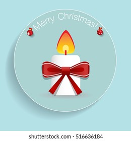 Christmas Greeting Card with candle. Vector illustration