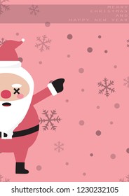 Christmas Greeting Card with Christmas 
cartoon character, Vector cartoon illustration and typography poster, Xmas design.