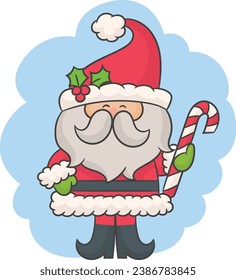 Christmas greeting card with cartoon Santa Claus