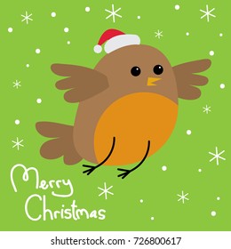 Christmas greeting card with Cute robin