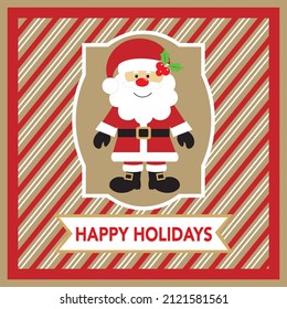 Christmas greeting card with cute santa