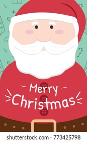 Christmas greeting card with cute Santa Claus