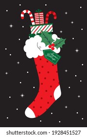 christmas greeting card with cute sock design