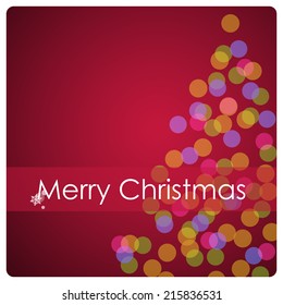 christmas greeting card, de focused background with twinkle bright christmas lights