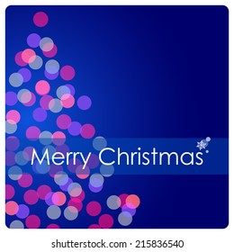 christmas greeting card, de focused background with twinkle bright christmas lights