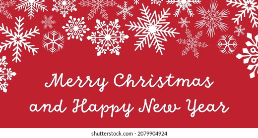 Christmas greeting card decorated with snowflakes. Winter festive christmas design vector illustration
