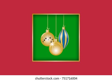 Christmas greeting card. Christmas decorations in the frame. Vector illustration EPS10