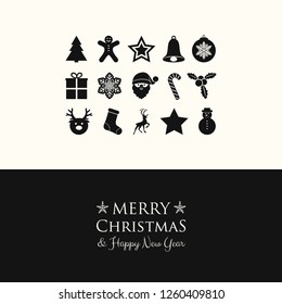 Christmas greeting card with decorations. Vector