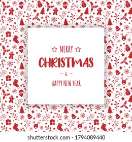Christmas greeting card with decorations. Vector
